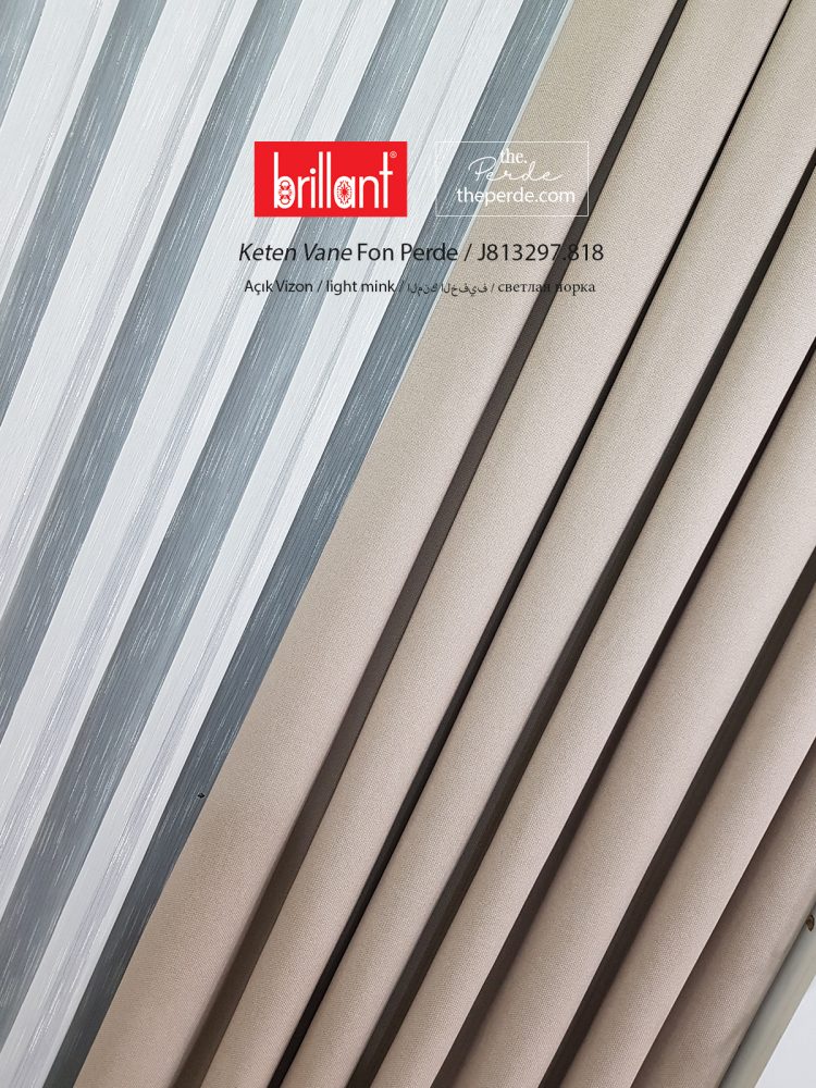 Brillant Keten Fon Perde Vane Açık Vizon Modern sade düz