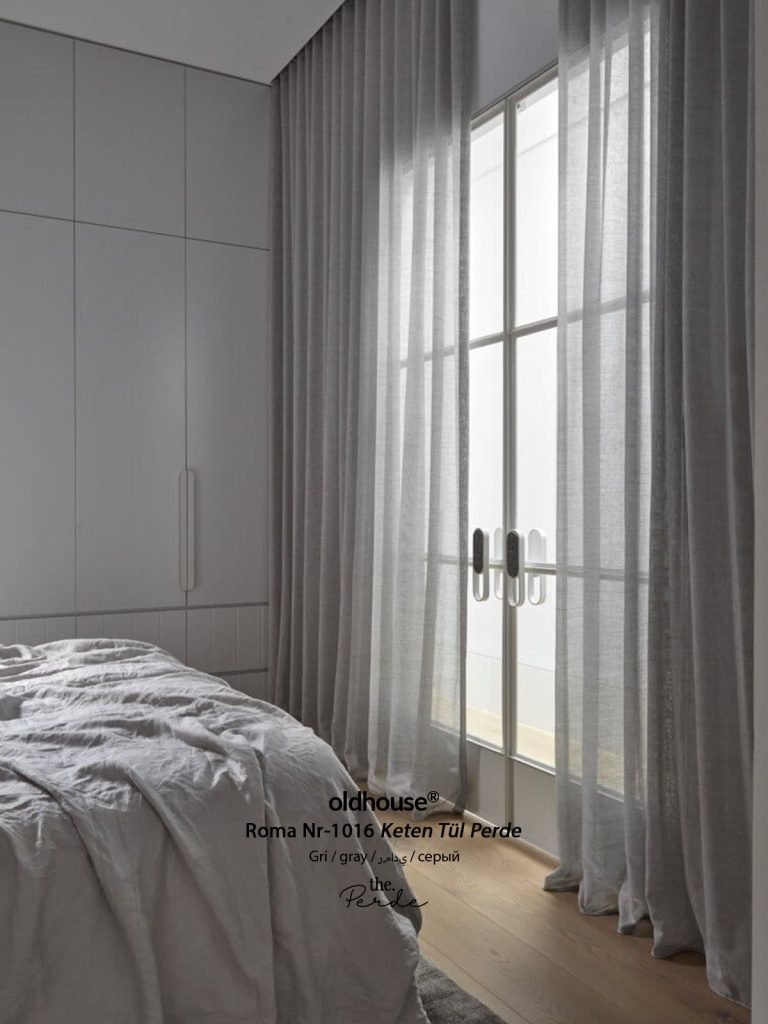 oldhouse roma gri keten tül perde modern minimalist
