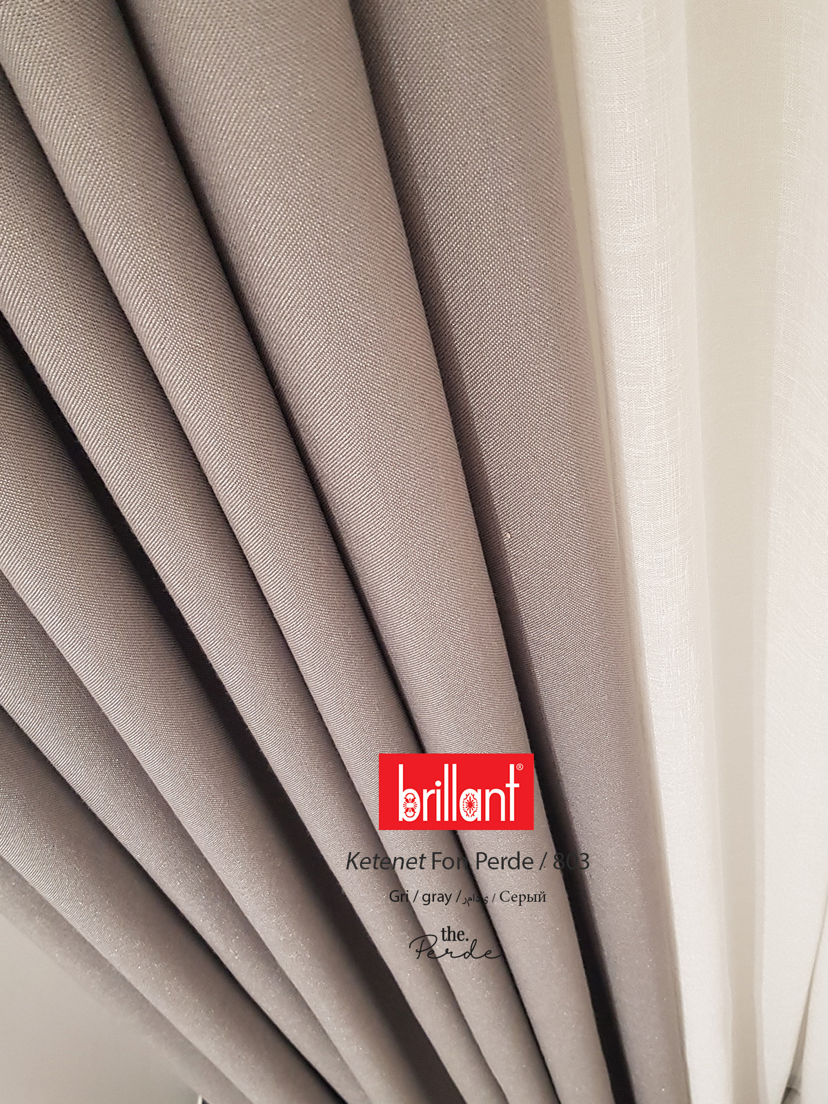 Brillant ketenet fon perde theperde gri yumuşak dökümlü ütü istemez