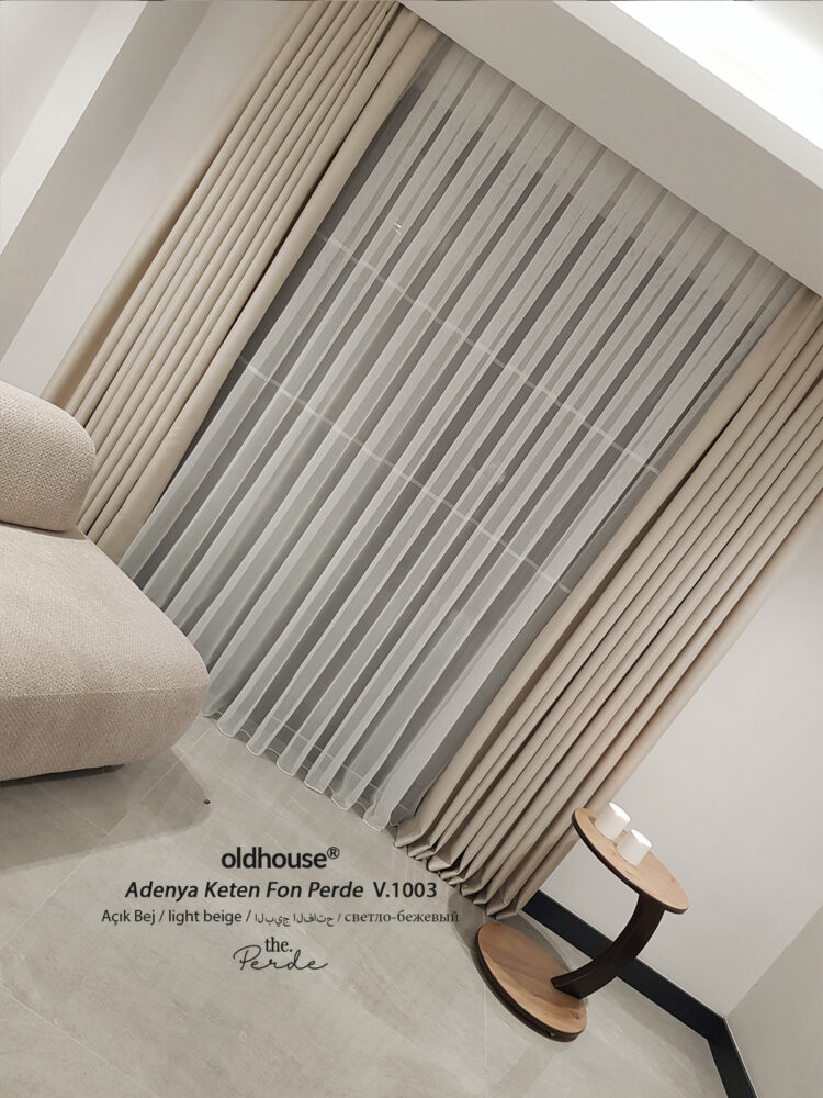 Oldhouse Keten Fon Perde Adenya V.1003 Açık Bej