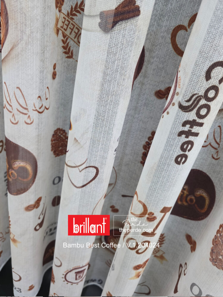 Brillant Bambu Best Coffee Özel Ölçü Tül Perde V.1.204024 - Sade Zemin