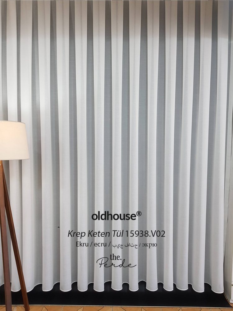 Oldhouse Krep Keten Tül Kırık Beyaz (Ekru) Tül Perde Ütü İstemez
