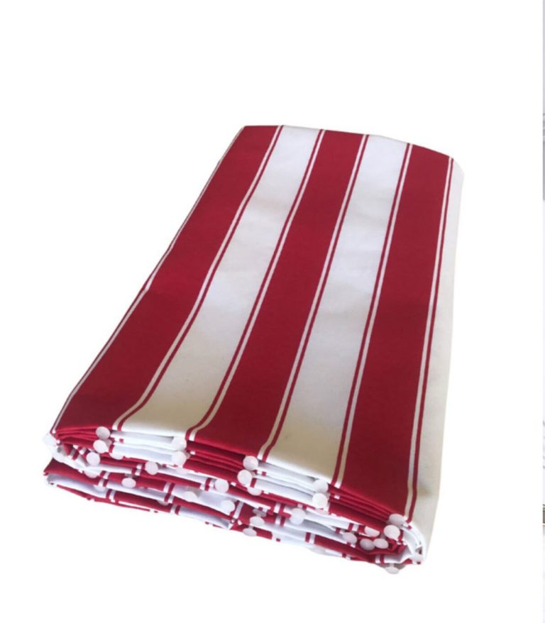 Balkon Perdesi Aşiyan Kırmızı Beyaz Çizgili