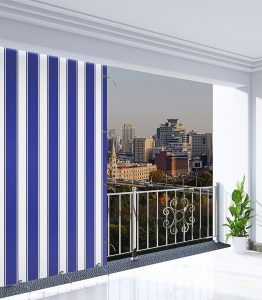 Aşiyan Mavi Beyaz Çizgili Balkon Perdesi