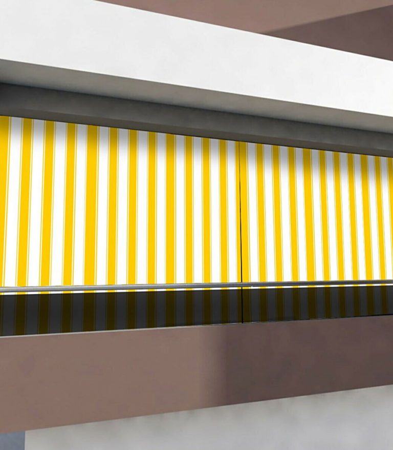 Aşiyan Sarı beyaz balkon perdesi branda