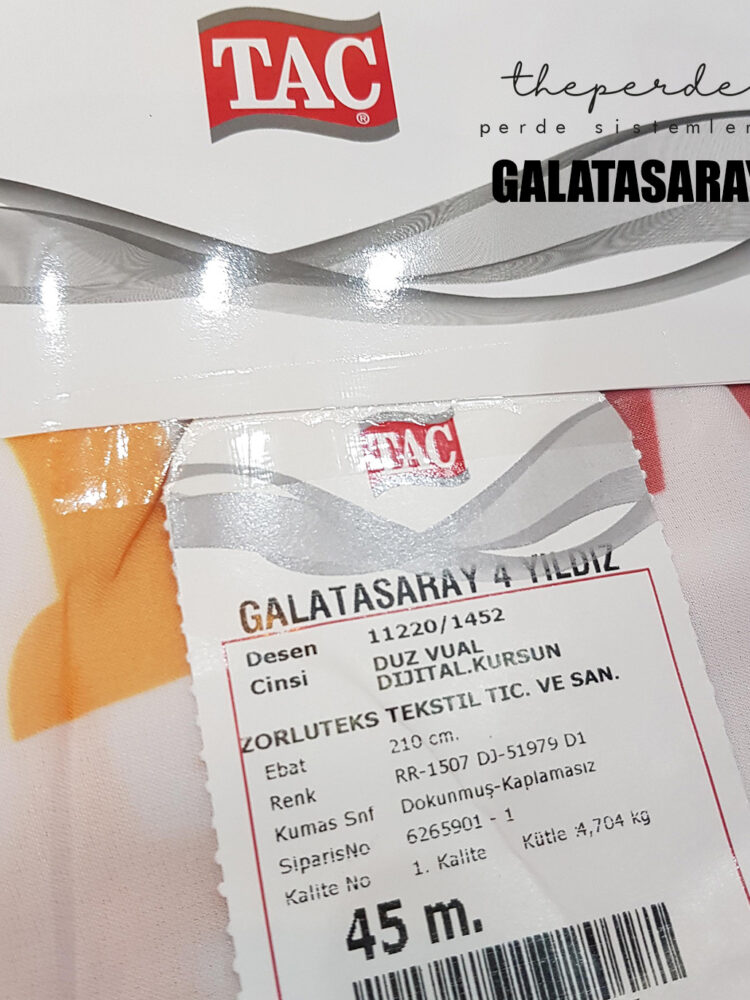 Taç Galatasaray Tül Perde Lisanslı Taraftar