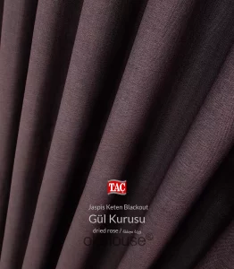 Taç Jaspis Hasır Keten Blackout Karartma Güneşlik Fon Perde Gül Kurusu V.32