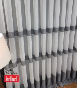 Brillant Melisa Bantlı Keten Spor Tül Perde Antrasit Gri Bantlı (Ekru)