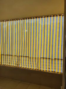 Balkon Perdesi Gri Sarı Çizgili Aşiyan