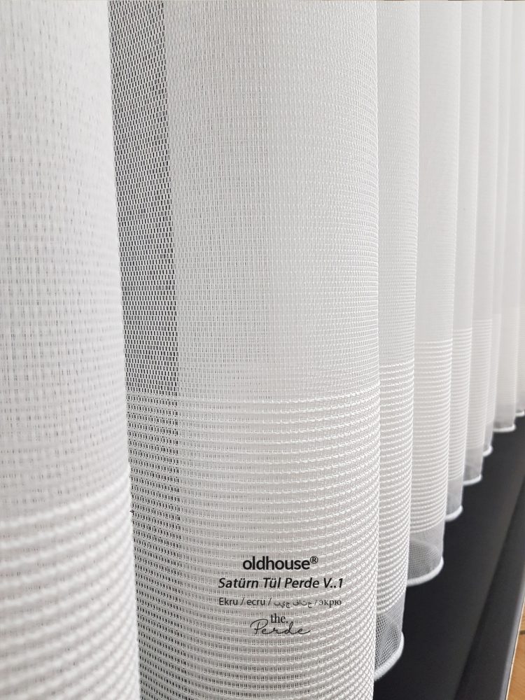 Oldhouse Bantlı Tül Perde Modern Sade Satürn Ekru V.1