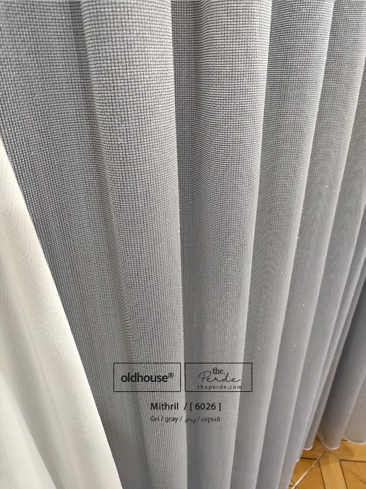 Oldhouse Mithril gri Simli Sakallı Tül Perde 6026