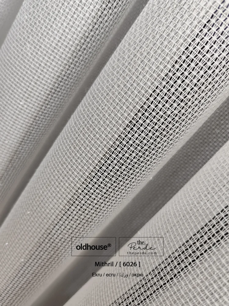 Oldhouse Mithril gri Simli Sakallı Tül Perde 6026