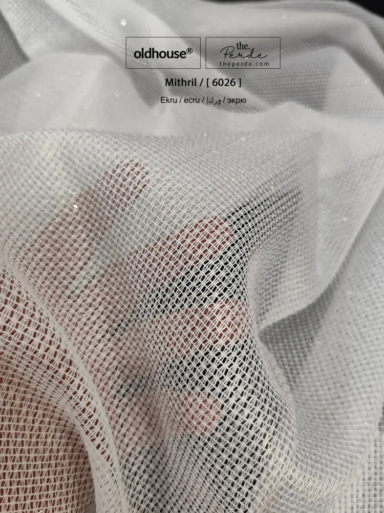 Oldhouse Mithril gri Simli Sakallı Tül Perde 6026