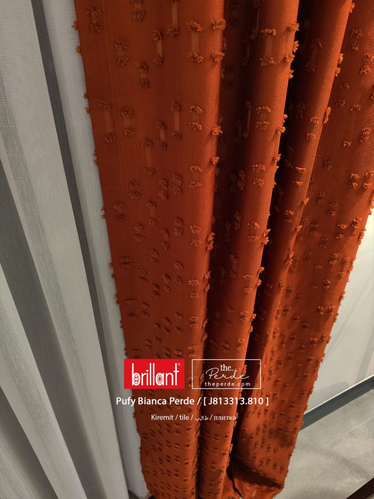 Brillant Pufy Ponponlu fon perde kiremit modern minimalist theperde Keten Zemin