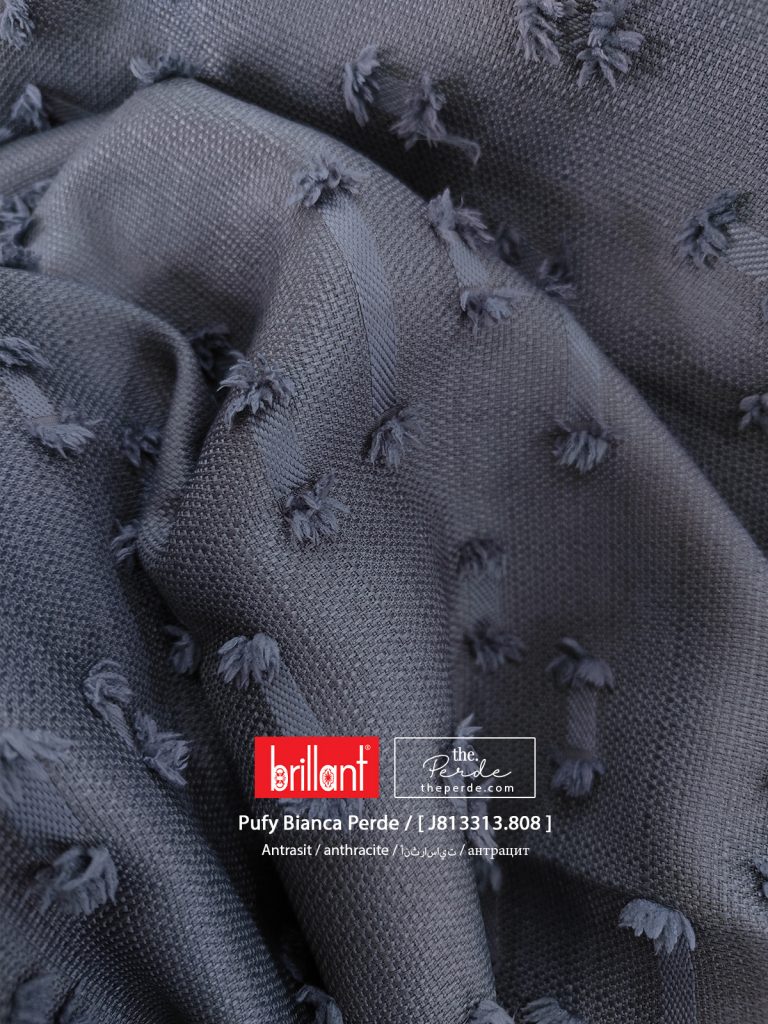 Brillant Pufy Antrasit ponponlu fon perde Minimalist Modern Theperde
