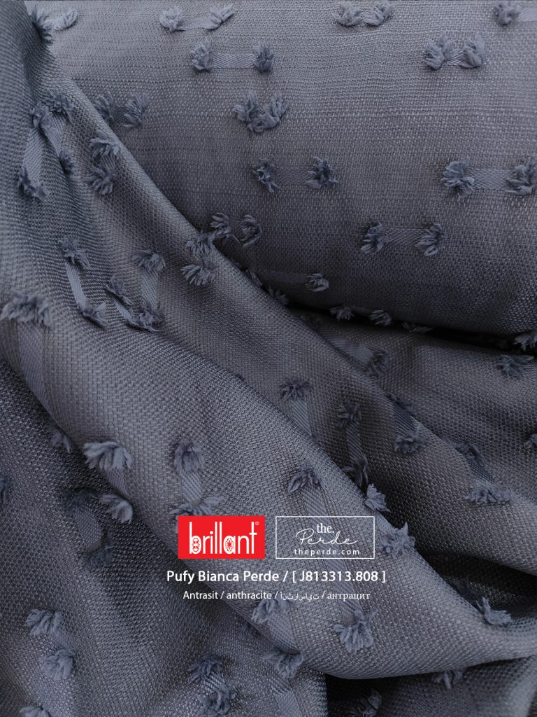 Brillant Pufy Antrasit ponponlu fon perde Minimalist Modern Theperde