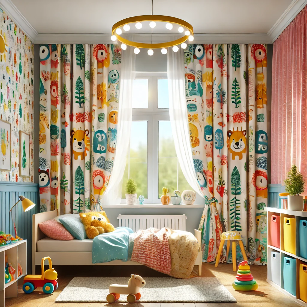 Çocuk bebek odası mekan perde seçimi