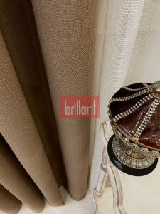 Brillant Kahverengi Hasır Keten Blackout Karartma Güneşlik Fon Perde D813197.814