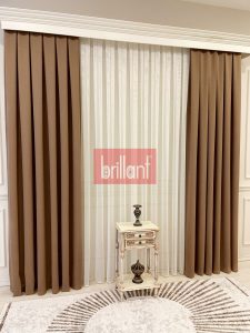 Brillant Kahverengi Hasır Keten Blackout Karartma Güneşlik Fon Perde D813197.814