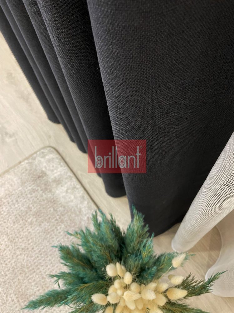 Brillant Füme Gri Hasır Keten Blackout Karartma Güneşlik Fon Perde D813197.807
