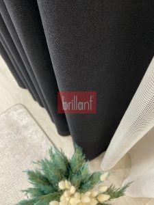 Brillant Füme Gri Hasır Keten Blackout Karartma Güneşlik Fon Perde D813197.807