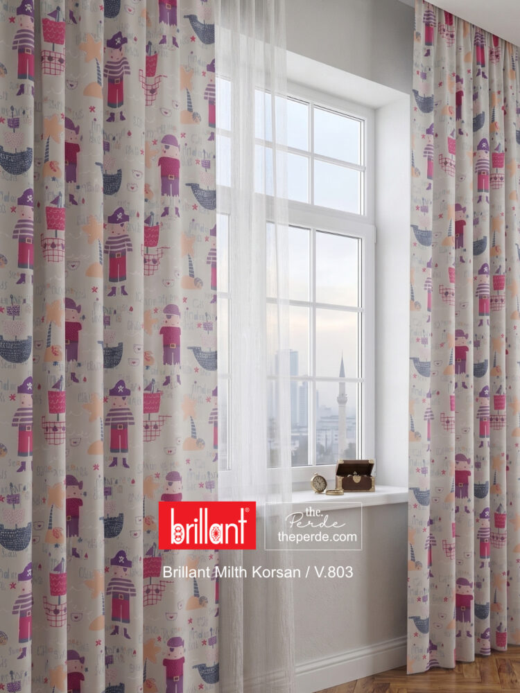 Brillant Milth Bebek Çocuk Odası Korsan Fon Perde V.803