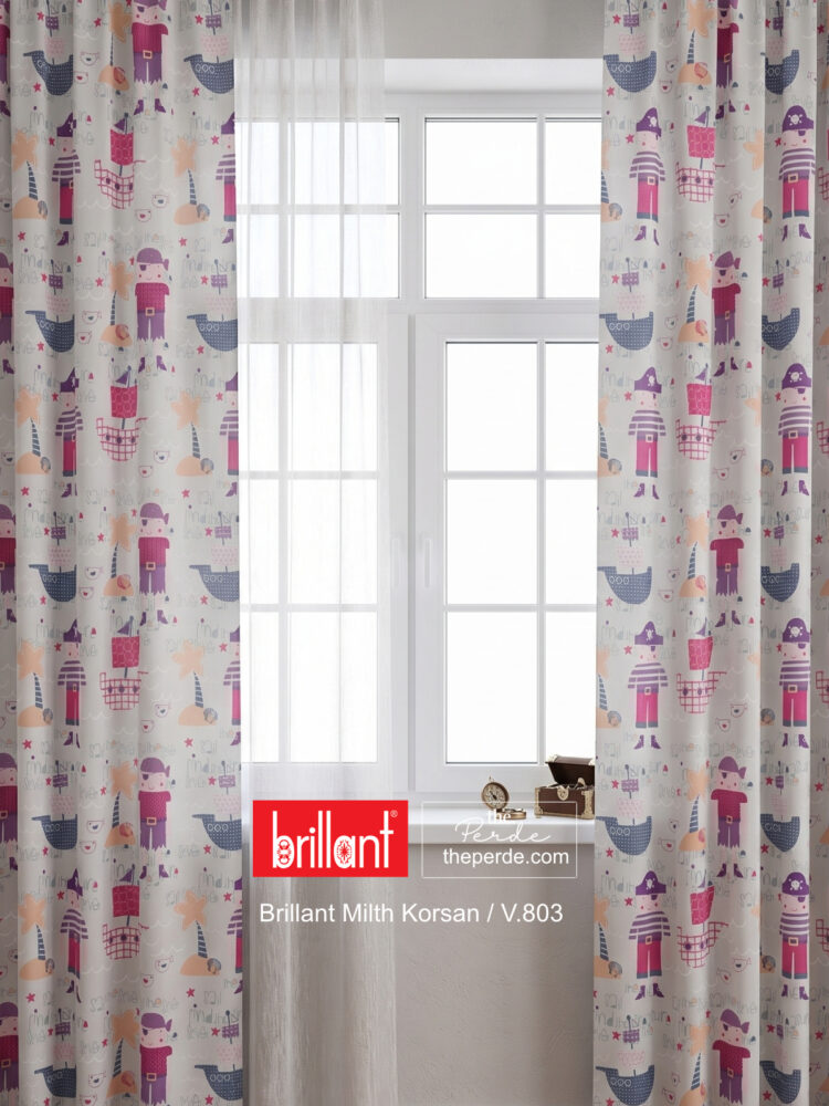 Brillant Milth Bebek Çocuk Odası Korsan Fon Perde V.803